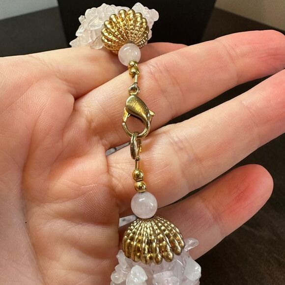 Lee Sands signed, solid, multi-strand rose quartz chip necklace! - Picture 4 of 11